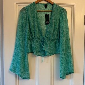 Wild Fable Teal Floral Blouse